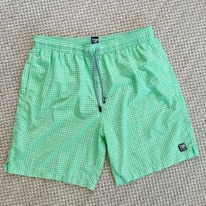 Tom & Teddy Green Gingham Swim Trunks XXL Men’s Classic Preppy Beach Shorts